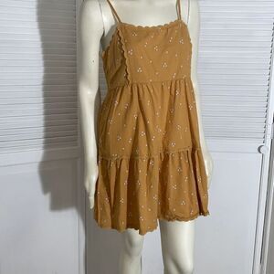 NWOT Aeropstale Yellow Floral Tiered Cotton Sun Dress Size Large